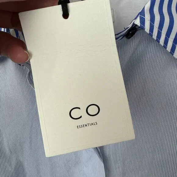 CO Essentials Blue & White Striped Cotton Poplin Shirt NEW Size Small - Picture 9 of 14
